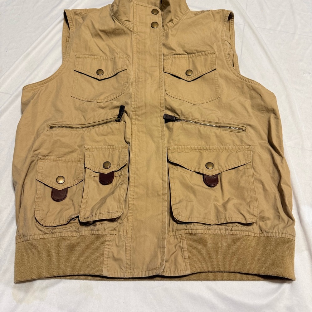 Lauren Ralph Lauren Kaki Pocket Safari Hunt Fish Photography Cargo Vest sz L - Picture 6 of 16
